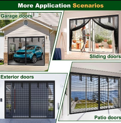 Bug-Free Magnetic Garage Door Screen (black)
