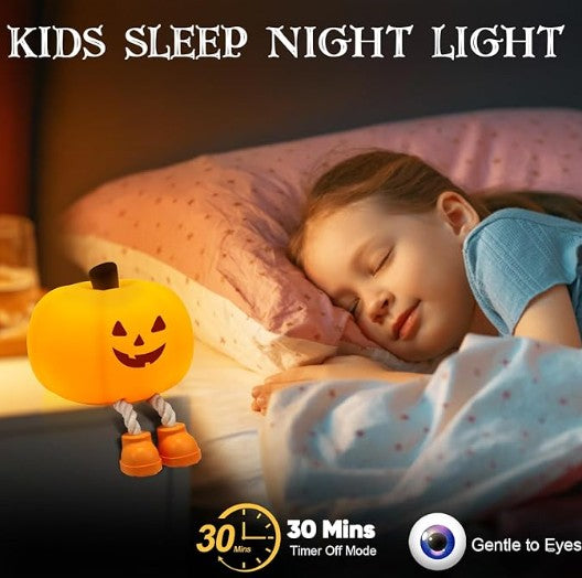 USB rechargeable pumpkin night light with legs – Halloween kids room décor