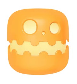 Orange character-shaped object with a happy face on a white background, Halloween Pumpkin Night Light
