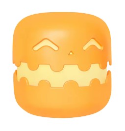 Orange toy with a smiling face on a white background