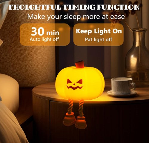 USB rechargeable pumpkin night light with legs – Halloween kids room décor