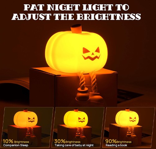 USB rechargeable pumpkin night light with legs – Halloween kids room décor