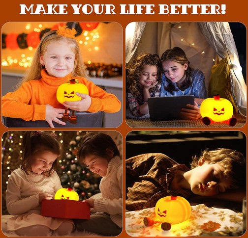 USB rechargeable pumpkin night light with legs – Halloween kids room décor