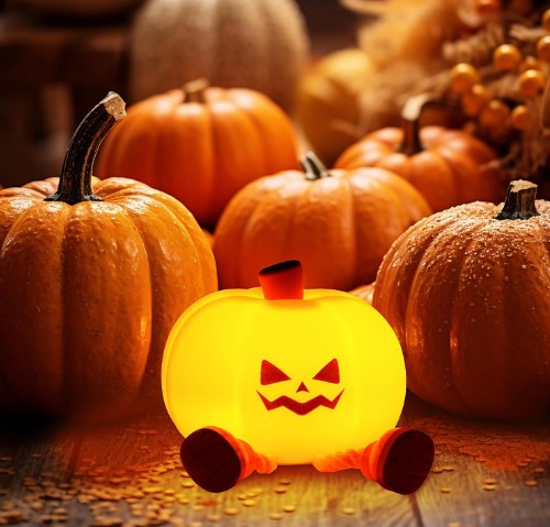 USB rechargeable pumpkin night light with legs – Halloween kids room décor