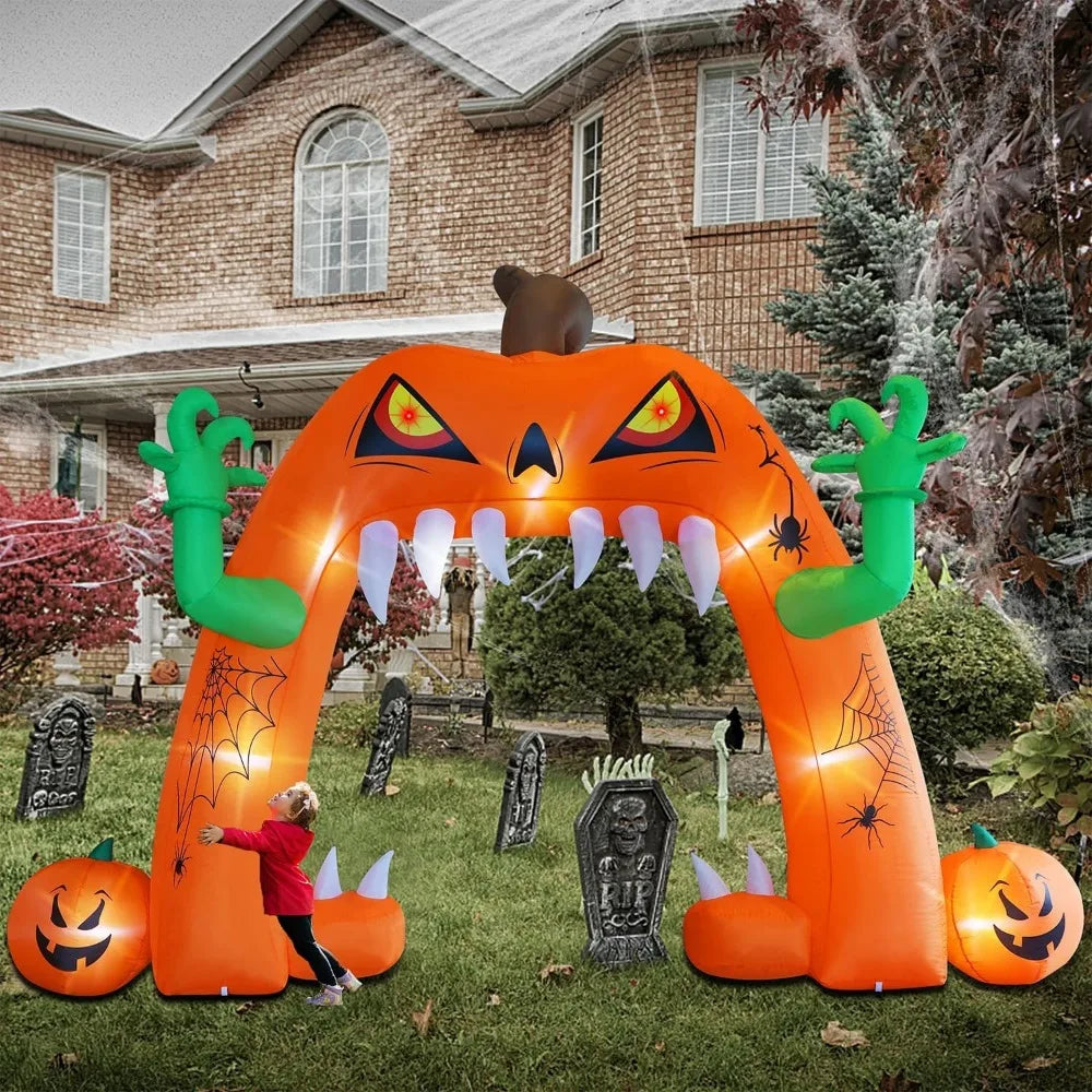 Spooky Inflatable Lighted Pumpkin Archway