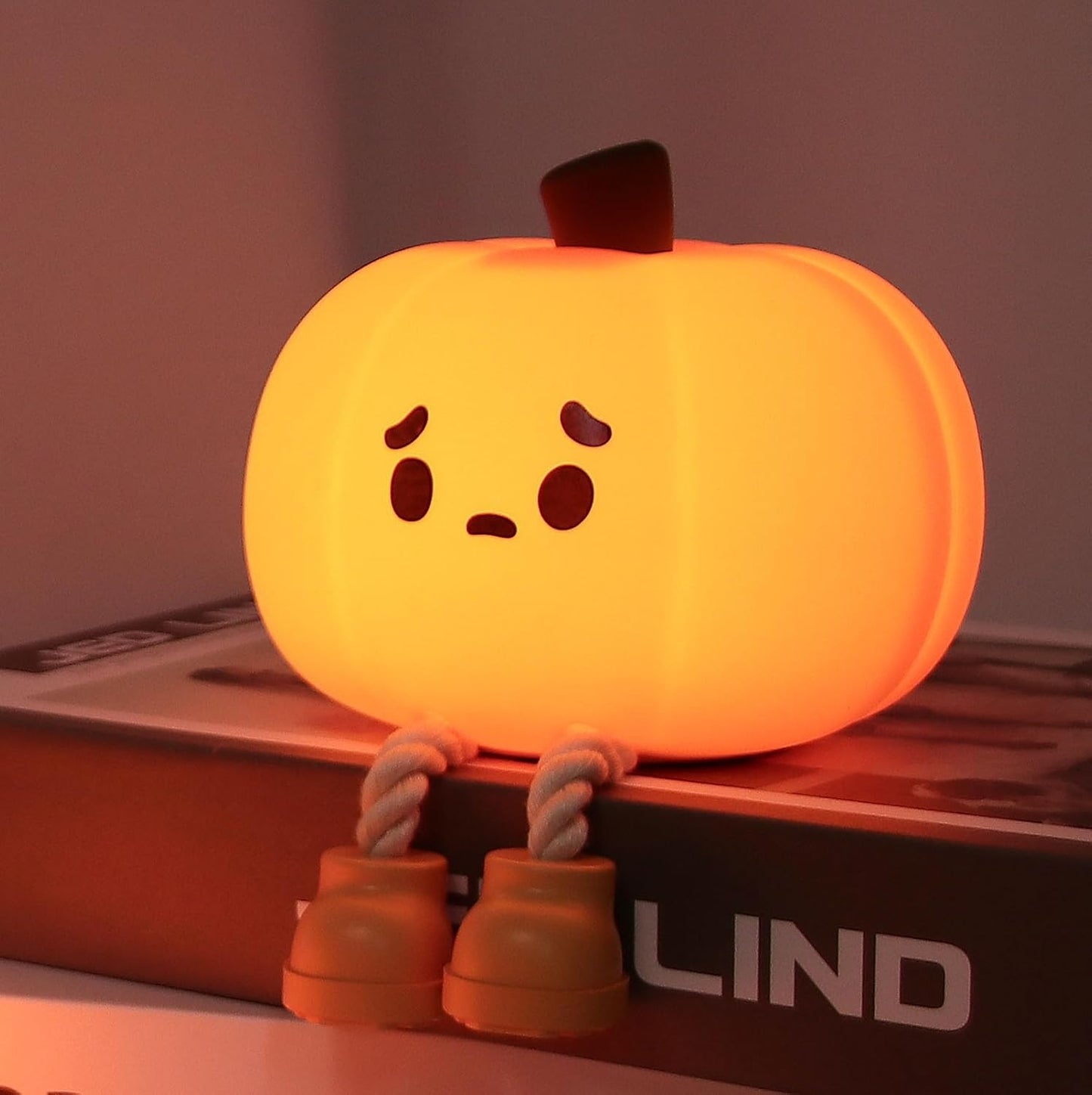 USB rechargeable pumpkin night light with legs – Halloween kids room décor