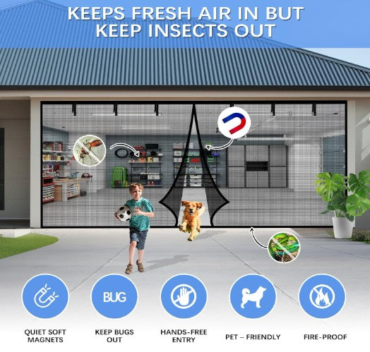 Bug-Free Magnetic Garage Door Screen (black)