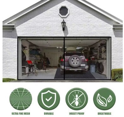 Bug-Free Magnetic Garage Door Screen (black)