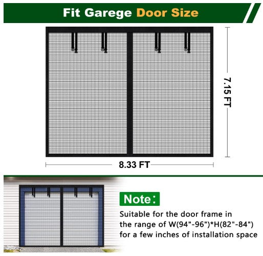 Bug-Free Magnetic Garage Door Screen (black)