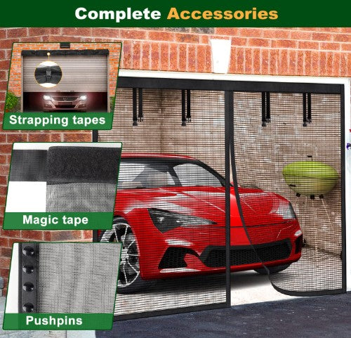 Bug-Free Magnetic Garage Door Screen (black)
