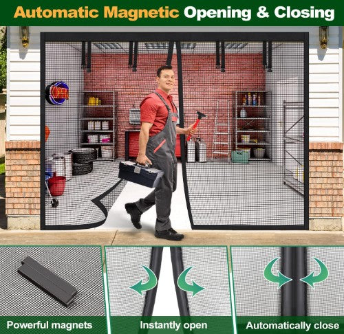 Bug-Free Magnetic Garage Door Screen (black)