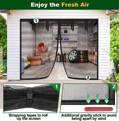 Bug-Free Magnetic Garage Door Screen (black)