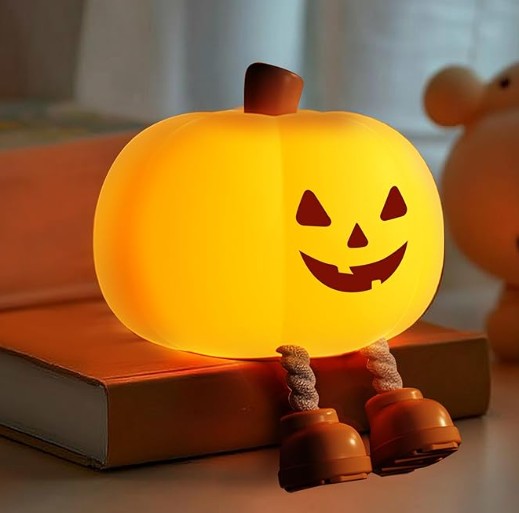 USB rechargeable pumpkin night light with legs – Halloween kids room décor