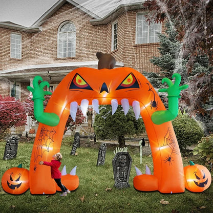 Spooky Inflatable Lighted Pumpkin Archway