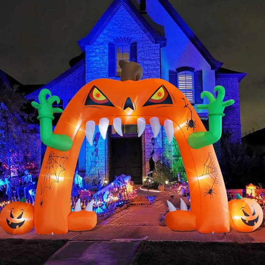 Spooky Inflatable Lighted Pumpkin Archway