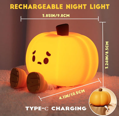 USB rechargeable pumpkin night light with legs – Halloween kids room décor